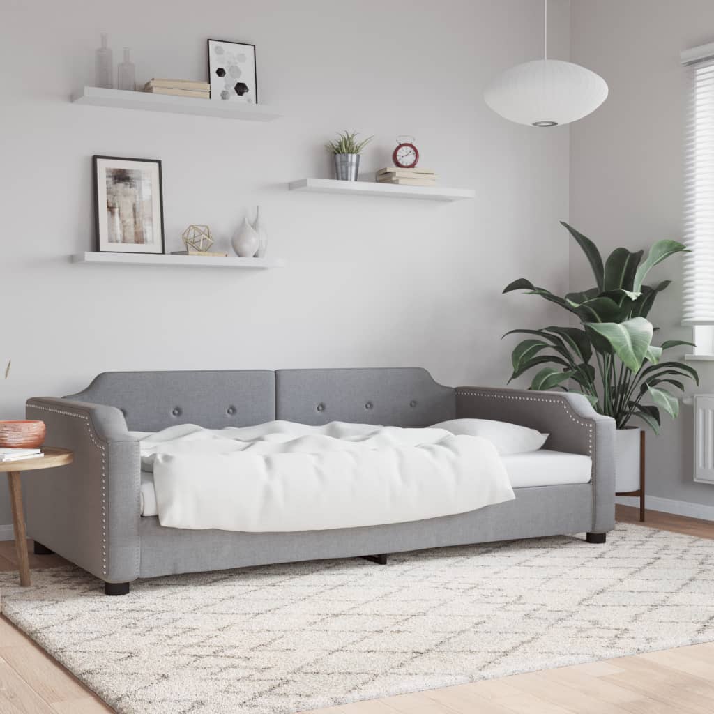 vidaXL Posteľný rám bledosivý 90x200 cm látka