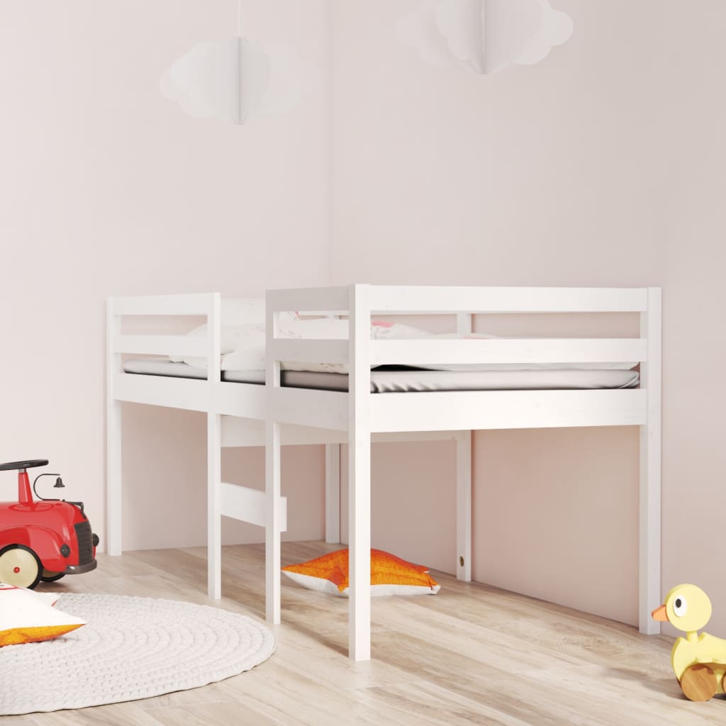 vidaXL Vysoká posteľ biela 75x190 cm borovicový masív