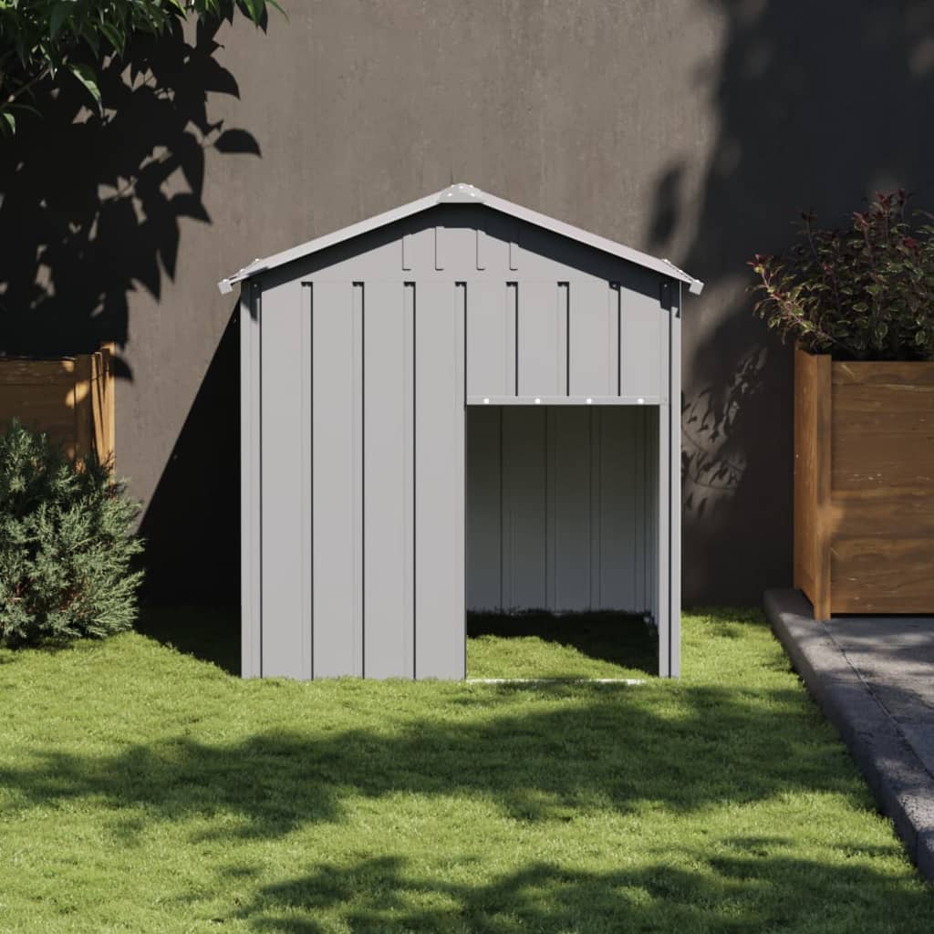 vidaXL Búda pre psa so strechou svetlo sivá 117x103x123 cm pozin. oceľ
