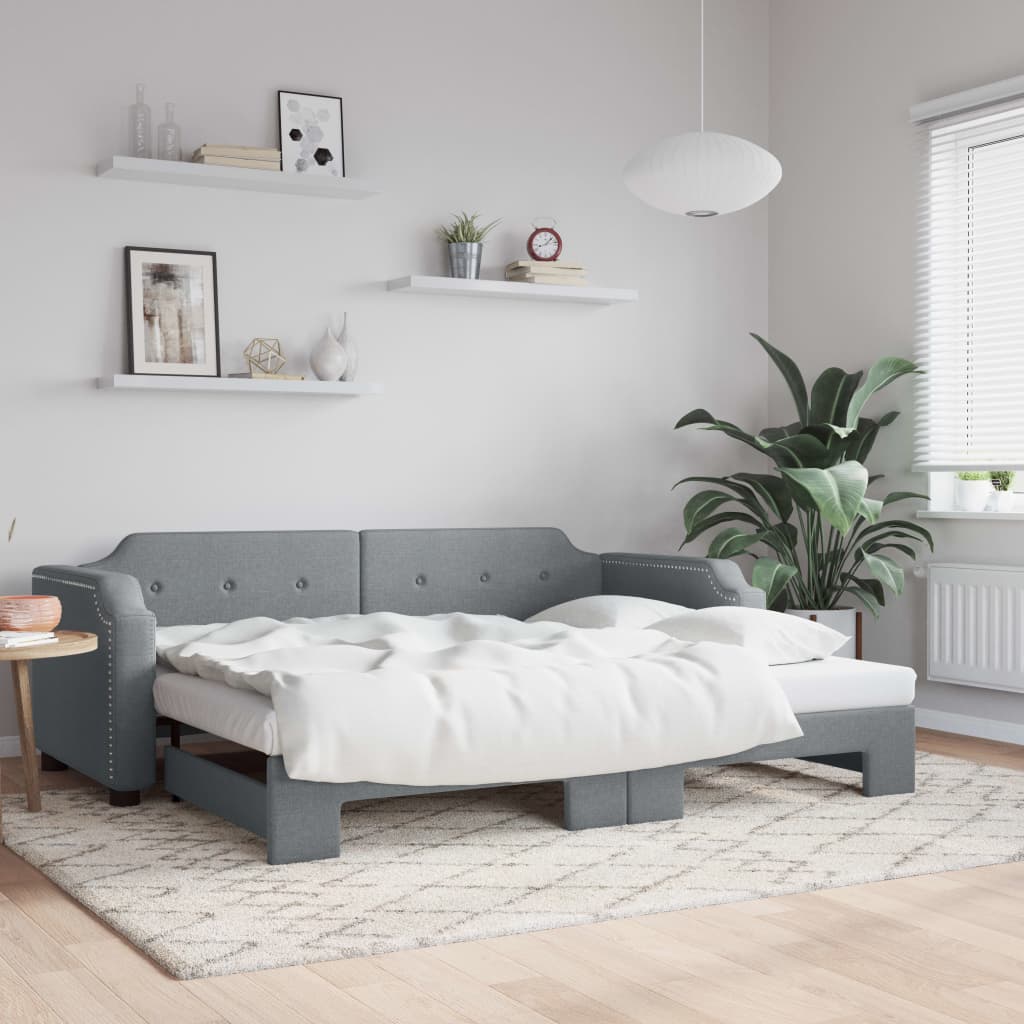 vidaXL Denná posteľ s rozkladacou posteľou bledosivá 100x200 cm látka