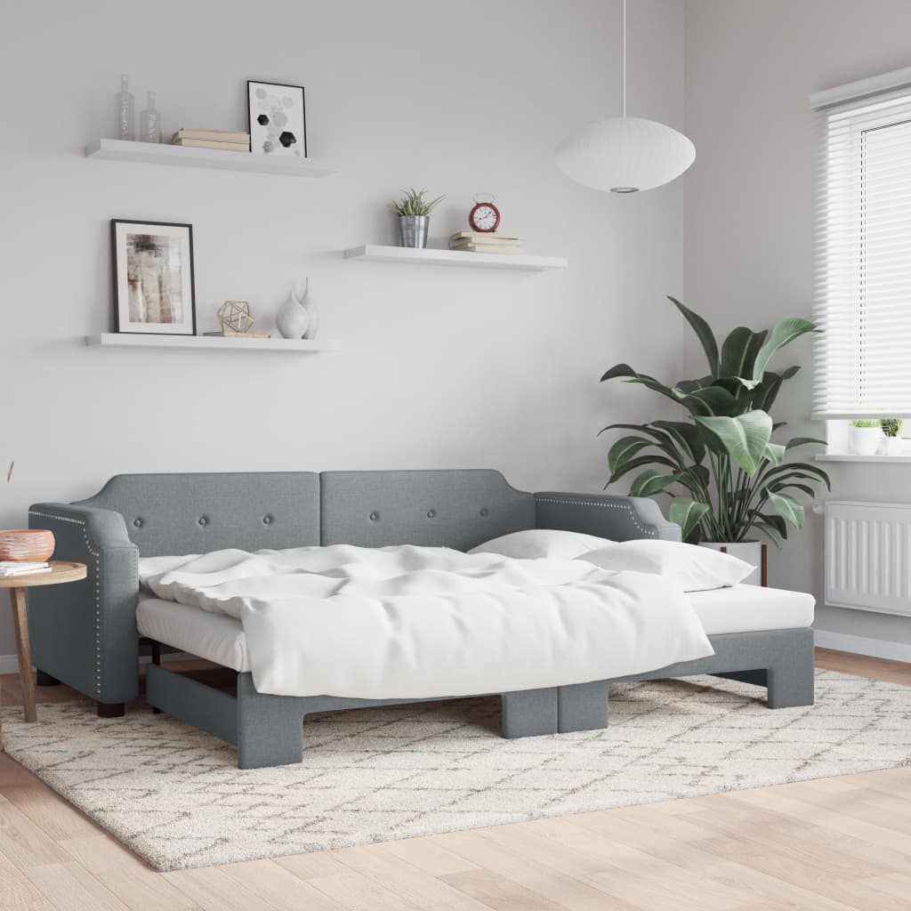 vidaXL Denná posteľ s rozkladacou posteľou bledosivá 90x200 cm látka
