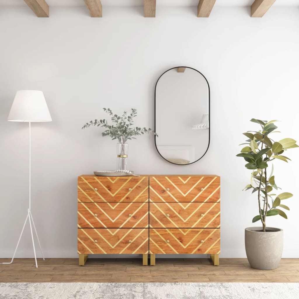vidaXL Bočné skrinky 2 ks hnedo-čierne 60x33,5x75 cm masívne mango