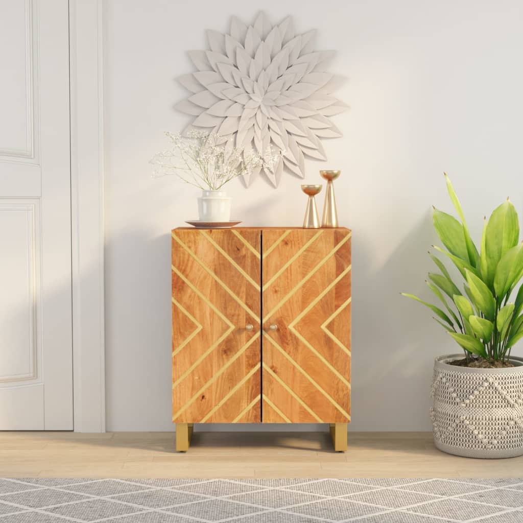 vidaXL Bočná skrinka hnedo-čierna 60x33,5x75 cm masívne mango