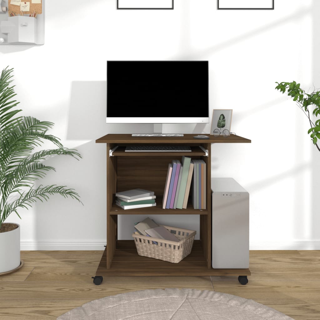 vidaXL Počítačový stôl hnedý dub 80x50x75 cm spracované drevo