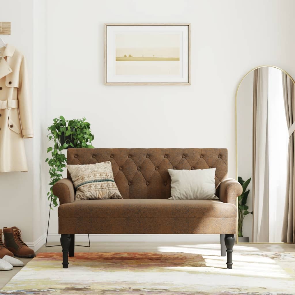 vidaXL Lavička s operadlom hnedá 120x62x75,5 cm umelá semišová koža