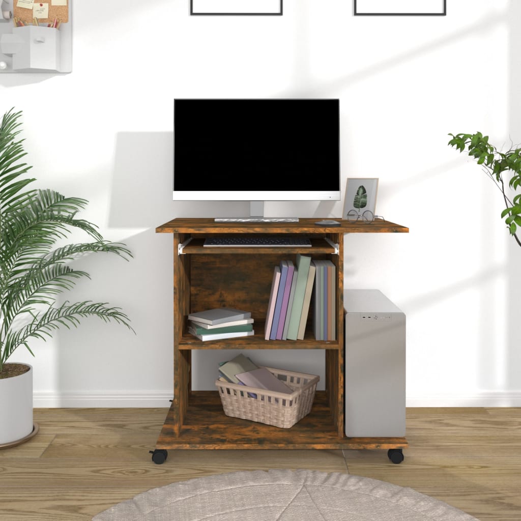 vidaXL Počítačový stôl dymový dub 80x50x75 cm spracované drevo
