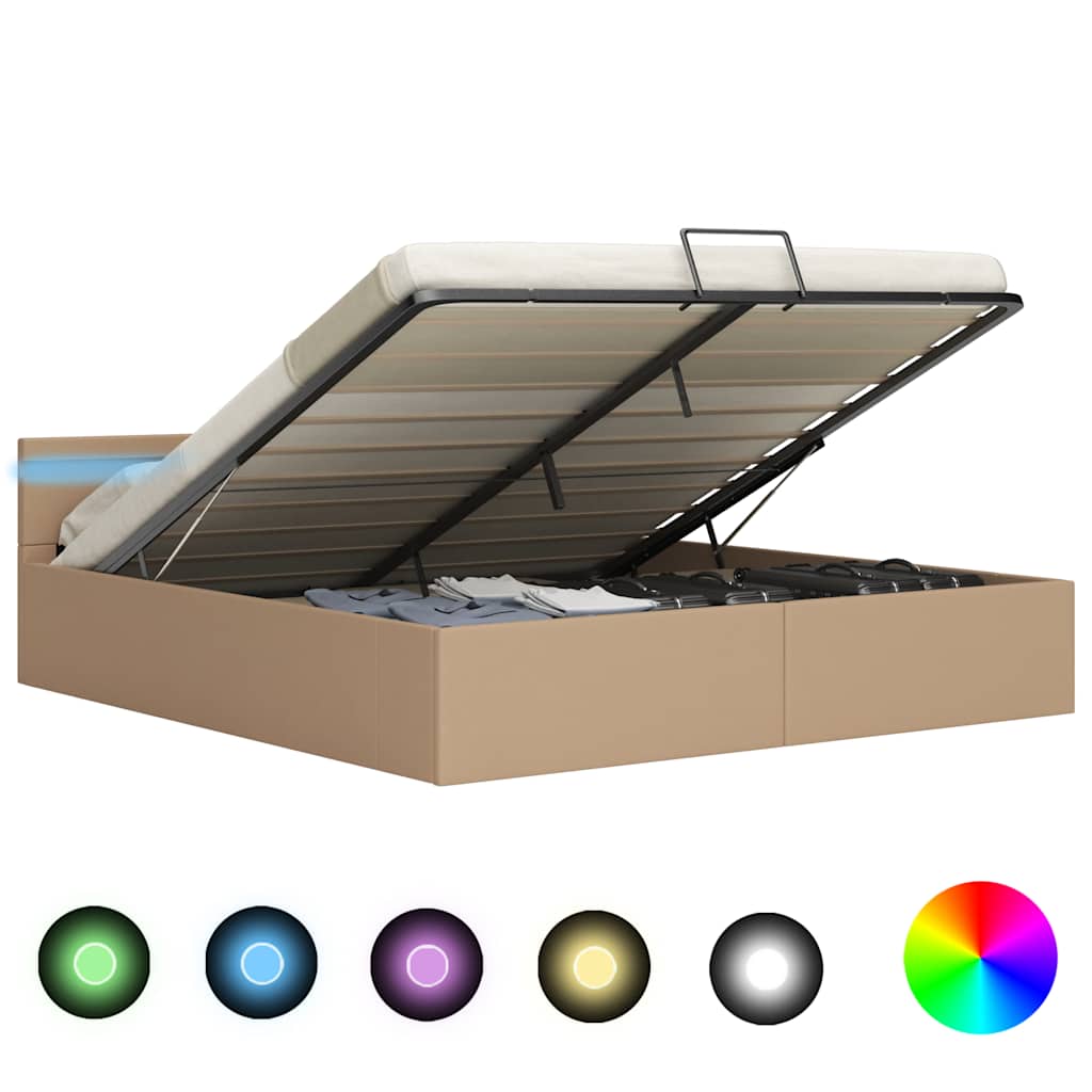 vidaXL Hydraulický posteľný rám+úložný priestor, LED, 180x200 cm