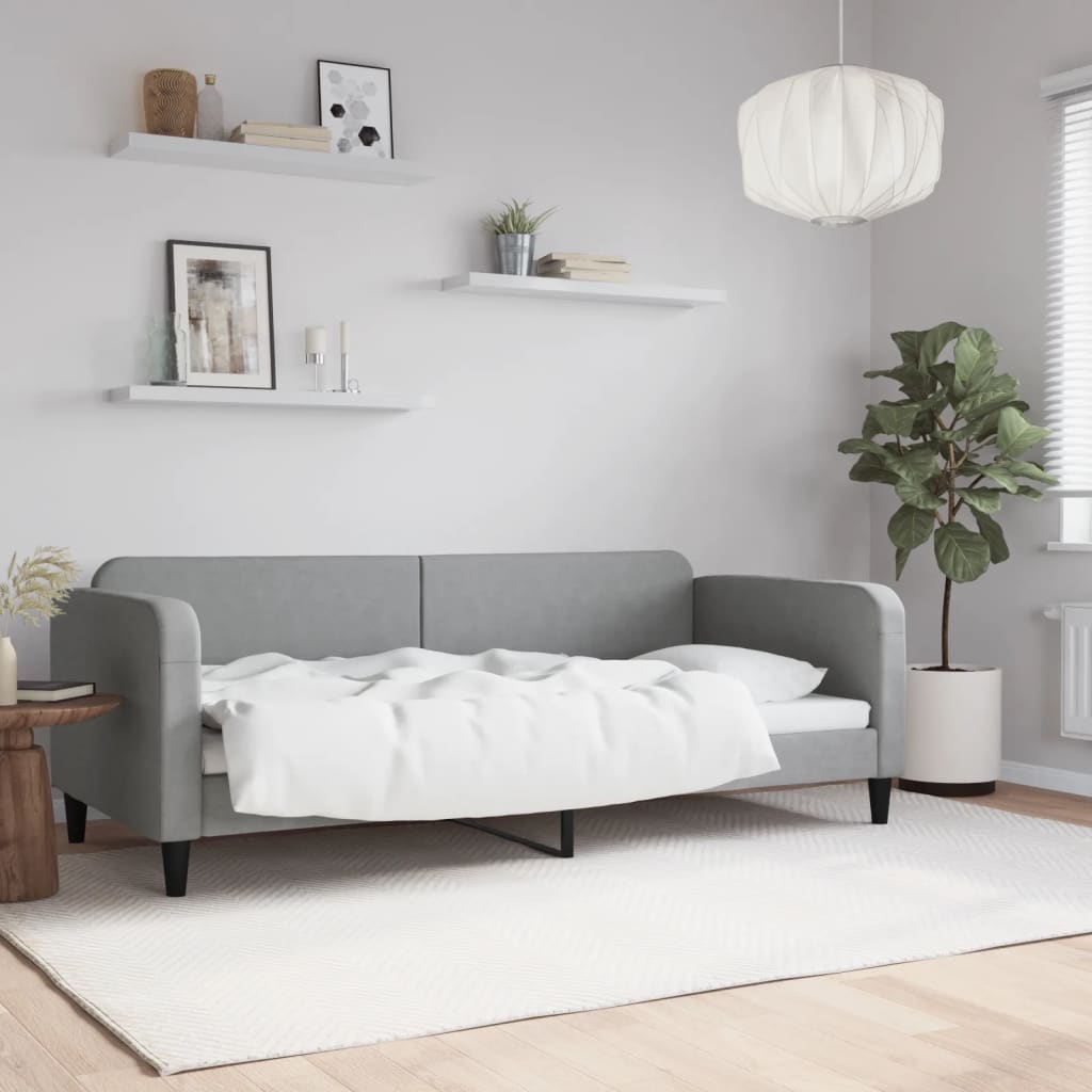 vidaXL Posteľný rám bledosivý 90x200 cm látka