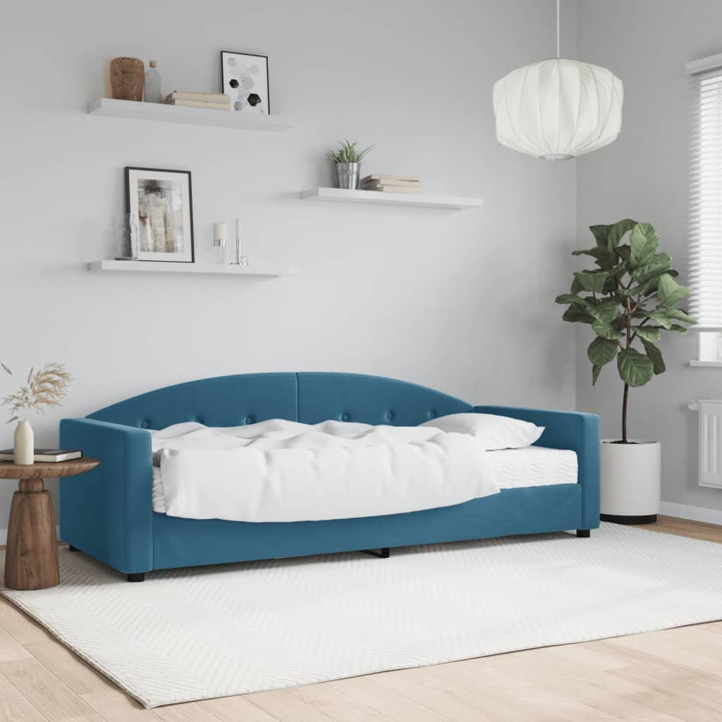 vidaXL Denná posteľ s matracom modrá 80x200 cm zamat