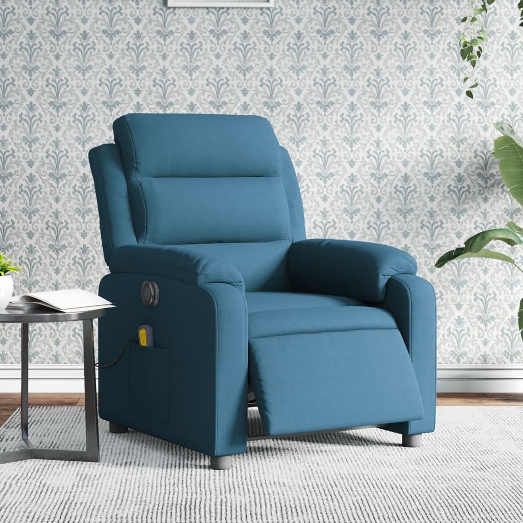 vidaXL Elektrické masážne sklápacie kreslo modré zamat