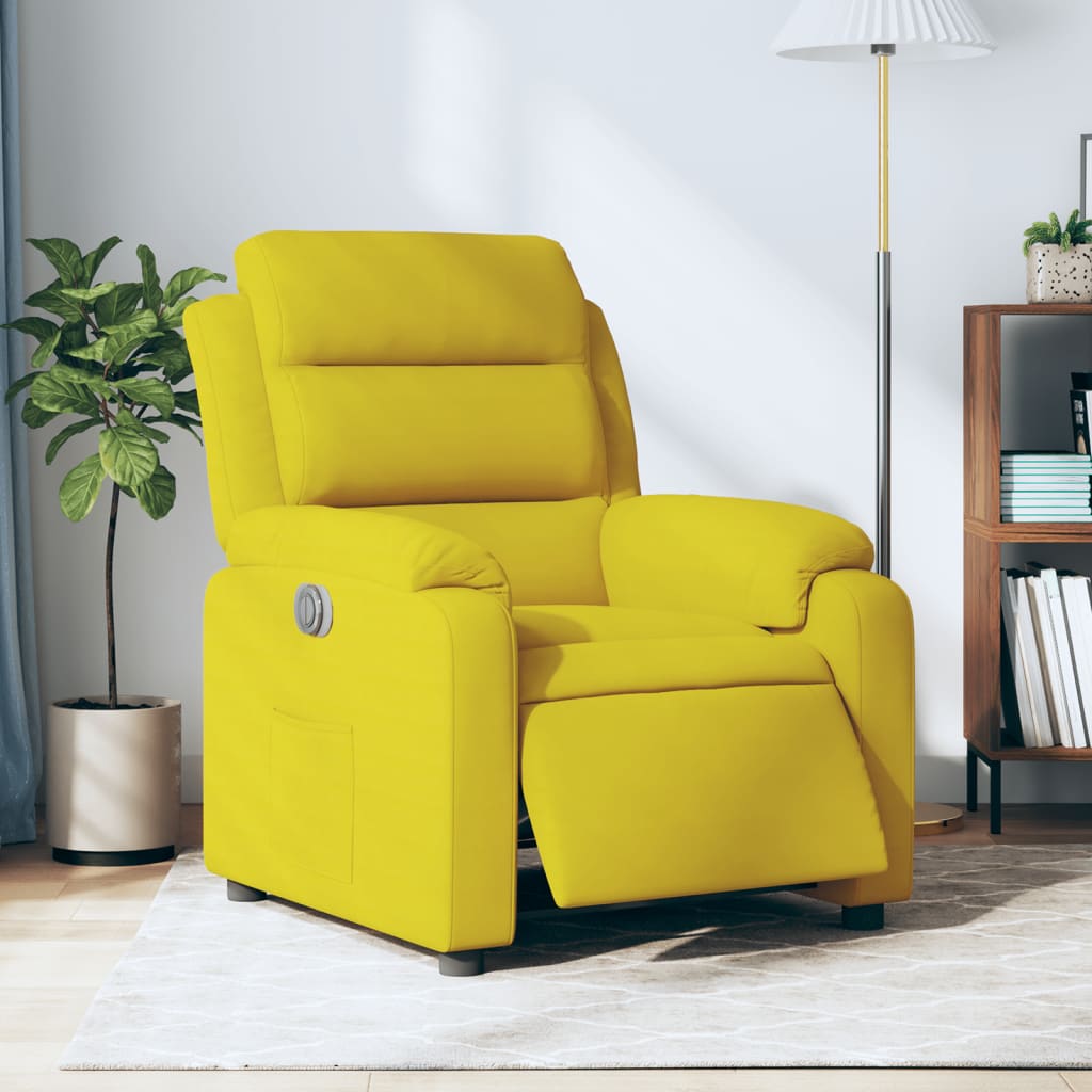 vidaXL Elektrické sklápacie kreslo, žlté, zamat