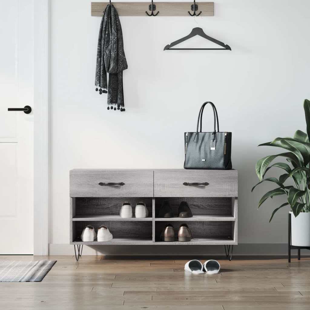 vidaXL Lavička na topánky, sivá sonoma 102x35x55 cm, kompozitné drevo