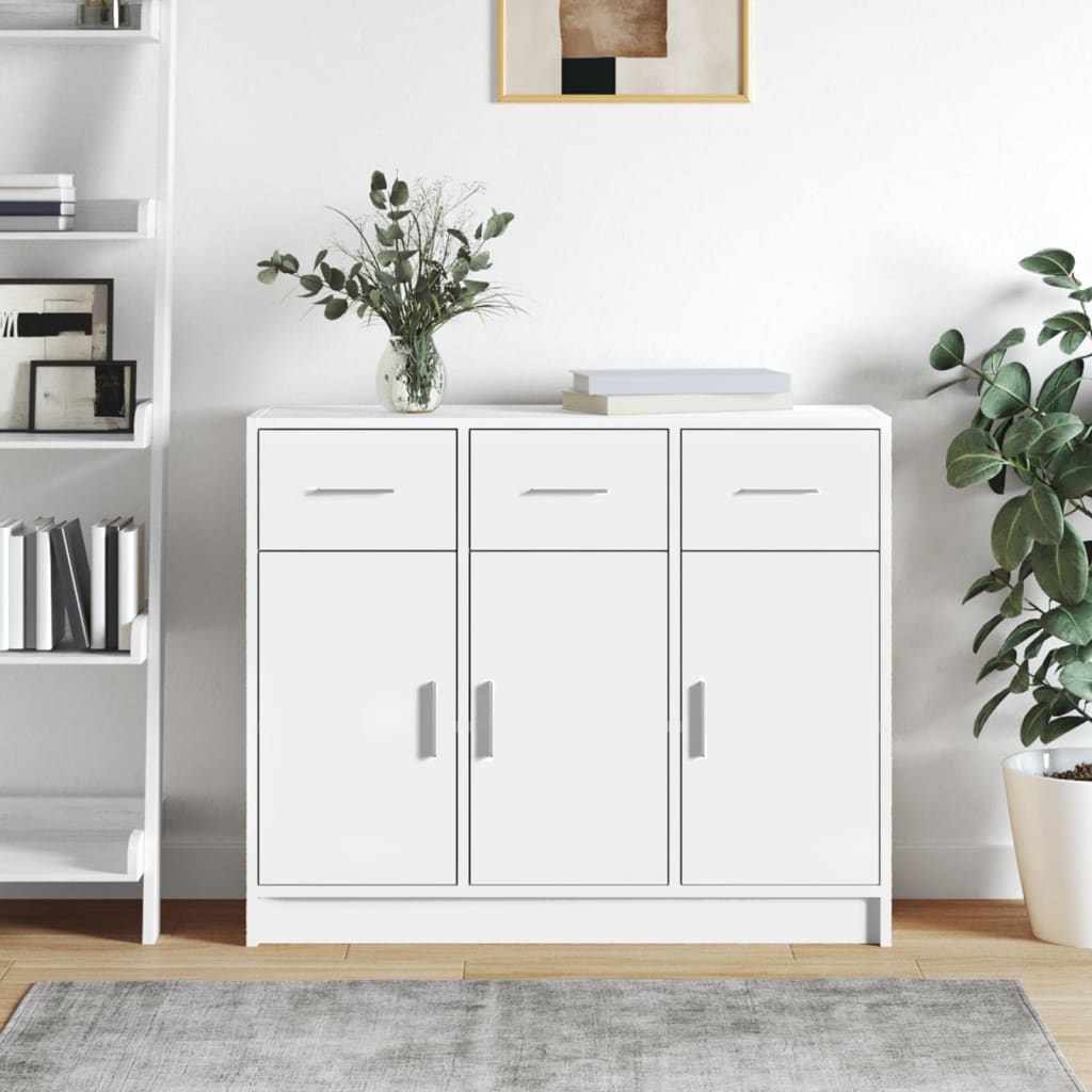 vidaXL Komoda biela 91x28x75 cm kompozitné drevo