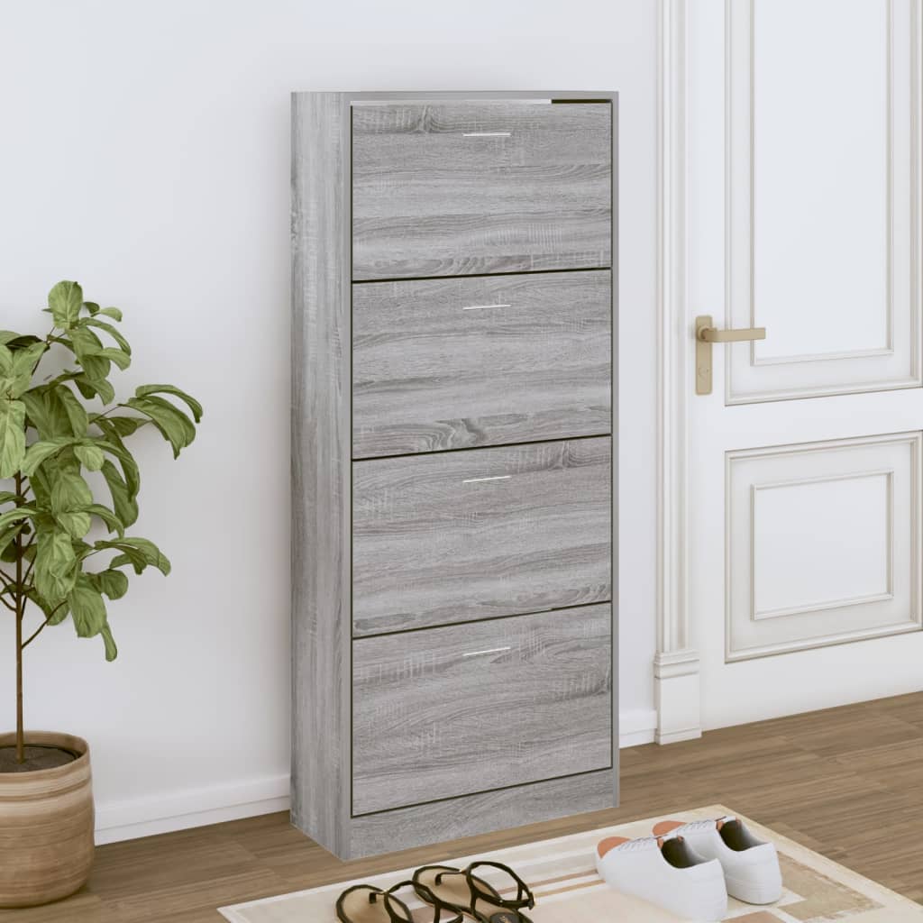 vidaXL Botník sivý dub sonoma 63x24x147 cm spracované drevo