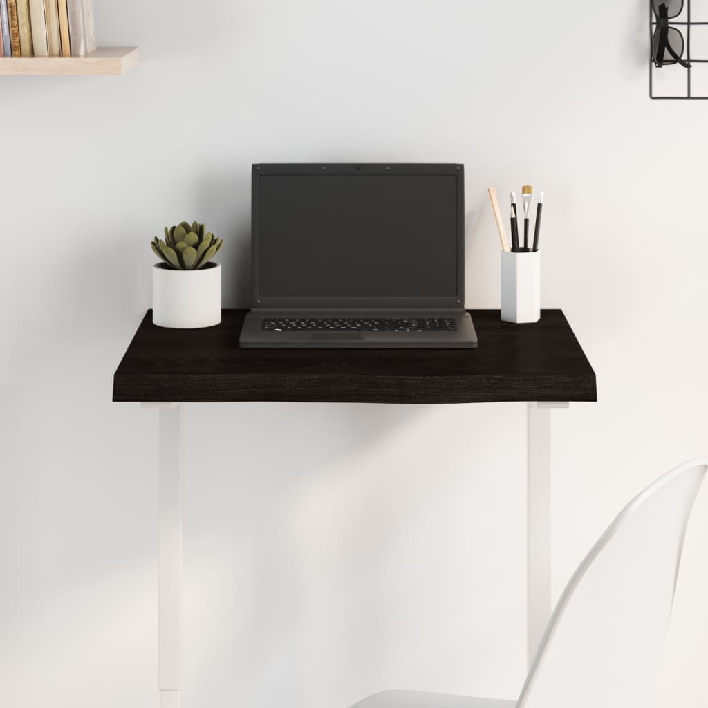 vidaXL Stolová doska tmavohnedá 60x50x(2-4) cm ošetrený dubový masív