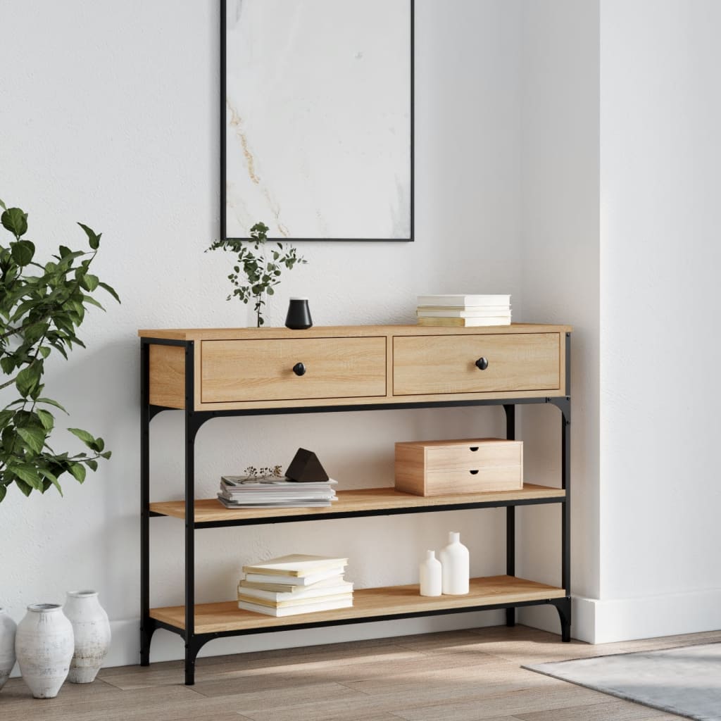 vidaXL Konzolový stolík dub sonoma 100x25x75 cm kompozitné drevo