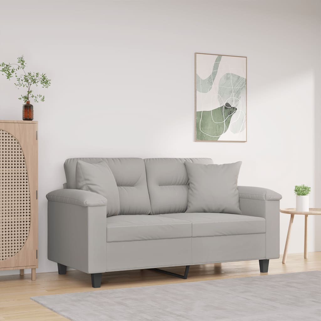 vidaXL 2-miestna pohovka s vankúšmi bledosivá 120 cm mikrovlákno