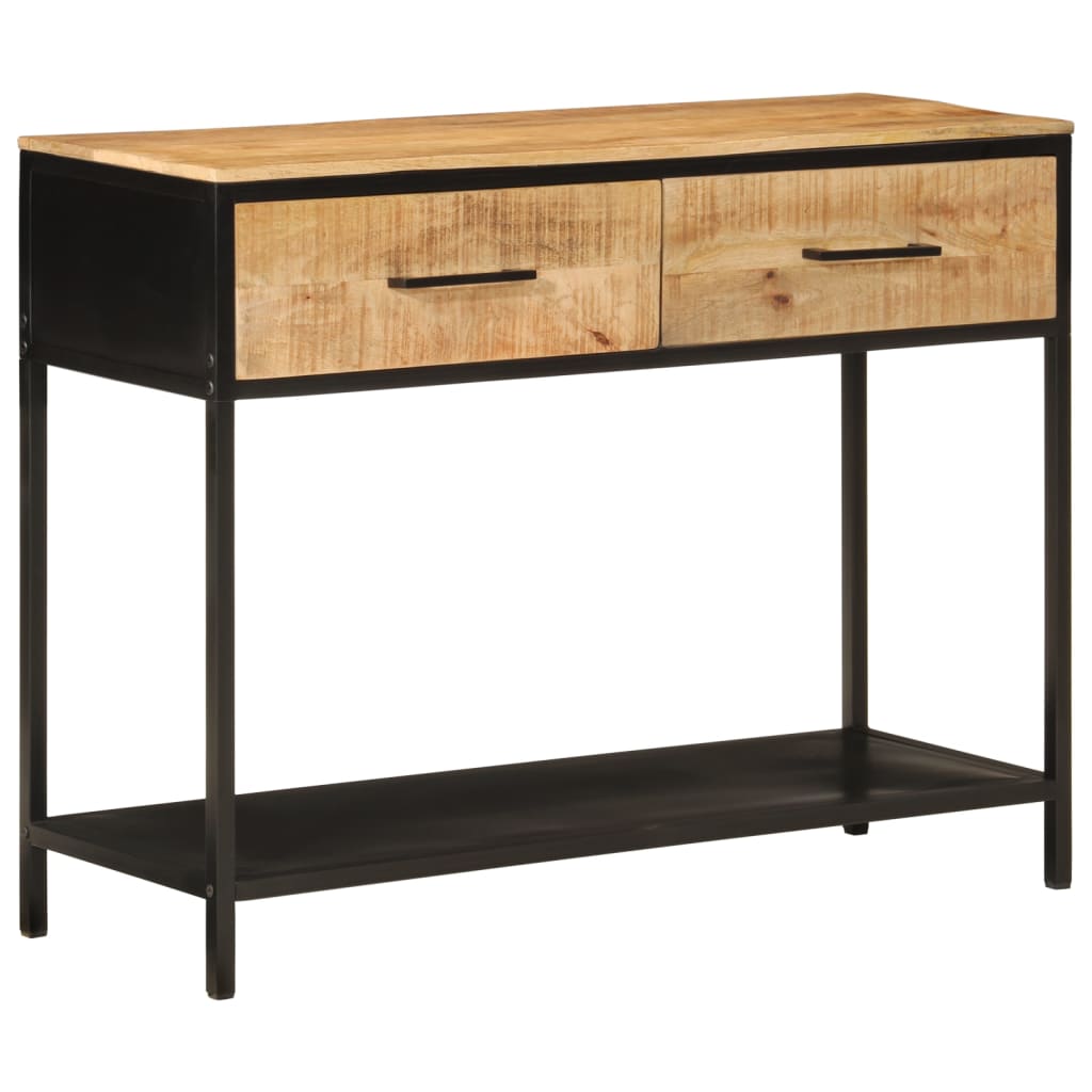 vidaXL Konzolový stolík 100x35x76 cm mangovníkový masív a železo