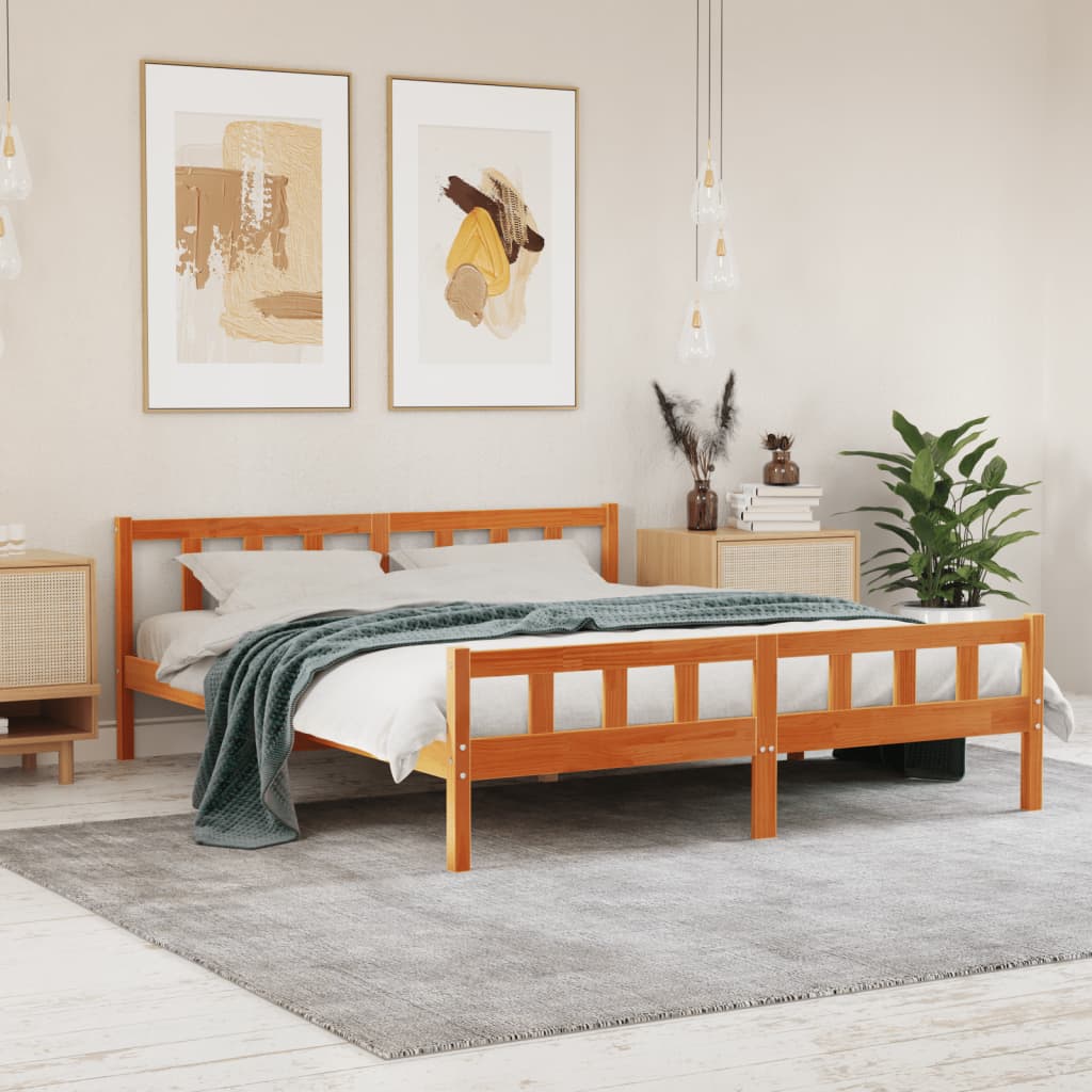 vidaXL Posteľ bez matraca voskovo hnedá 160x200 cm masívna borovica