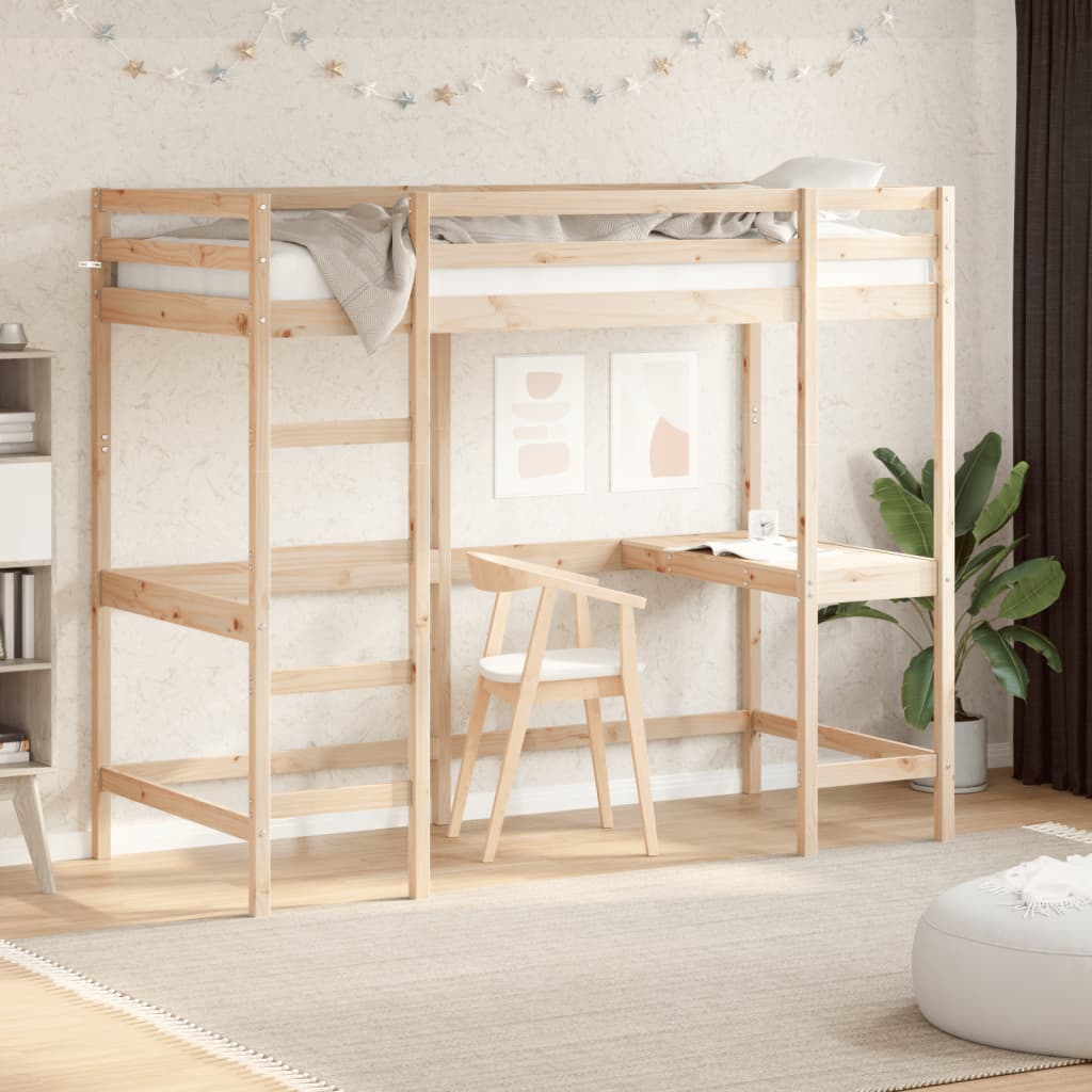 vidaXL Poschodová posteľ so stolom 90x200 cm borovicový masív