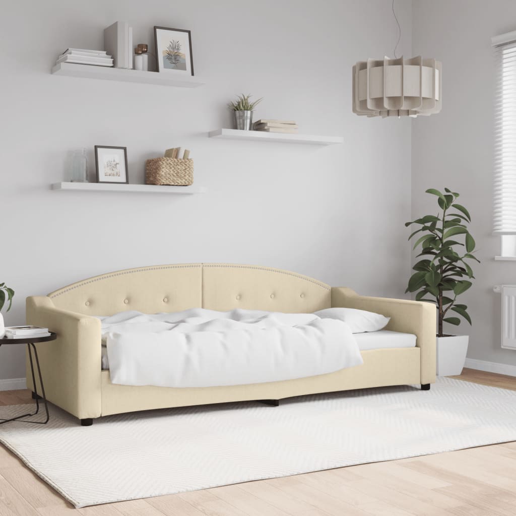 vidaXL Posteľný rám krémový 90x200 cm látka