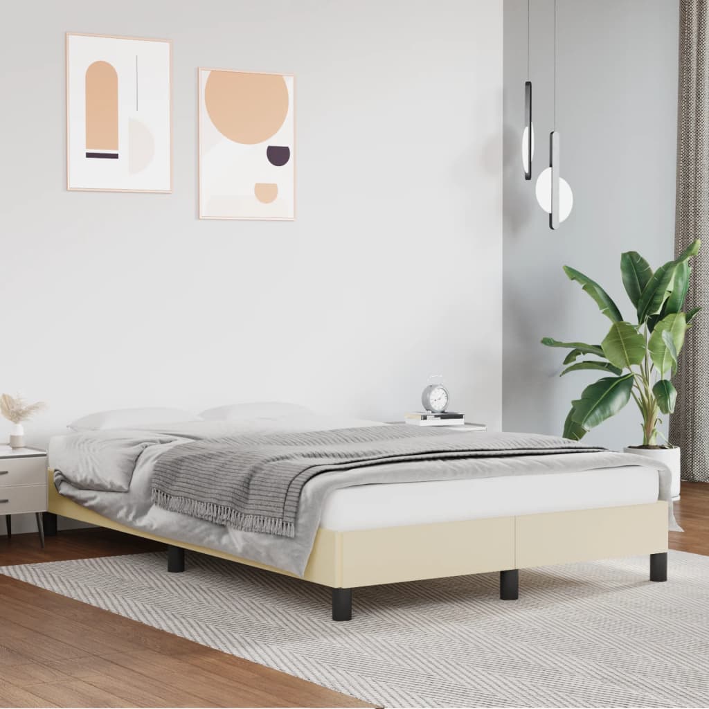vidaXL Posteľný rám krémový 120x200 cm umelá koža