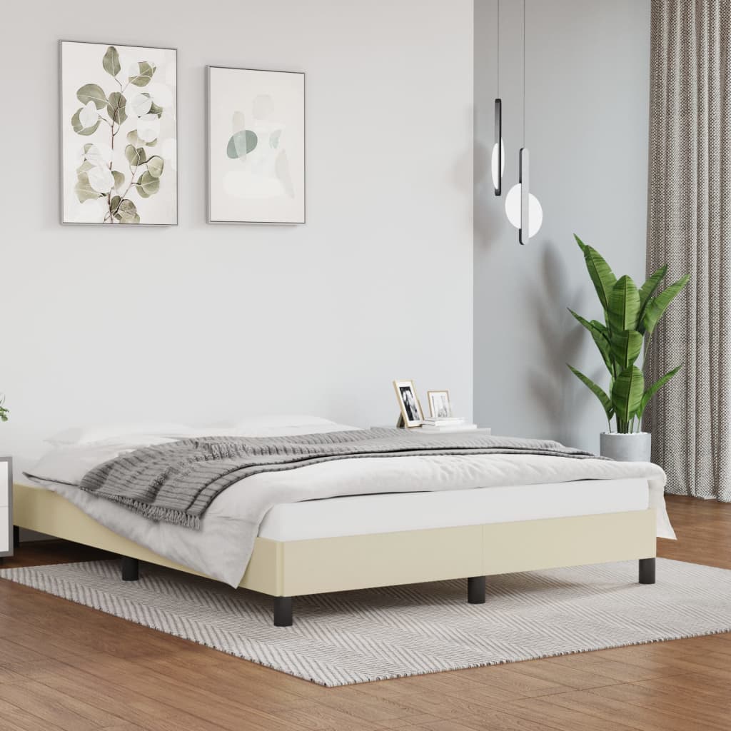 vidaXL Posteľný rám krémový 140x200 cm umelá koža