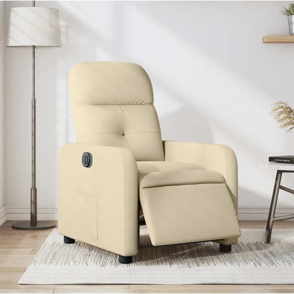vidaXL Elektrické sklápacie kreslo krémové látka