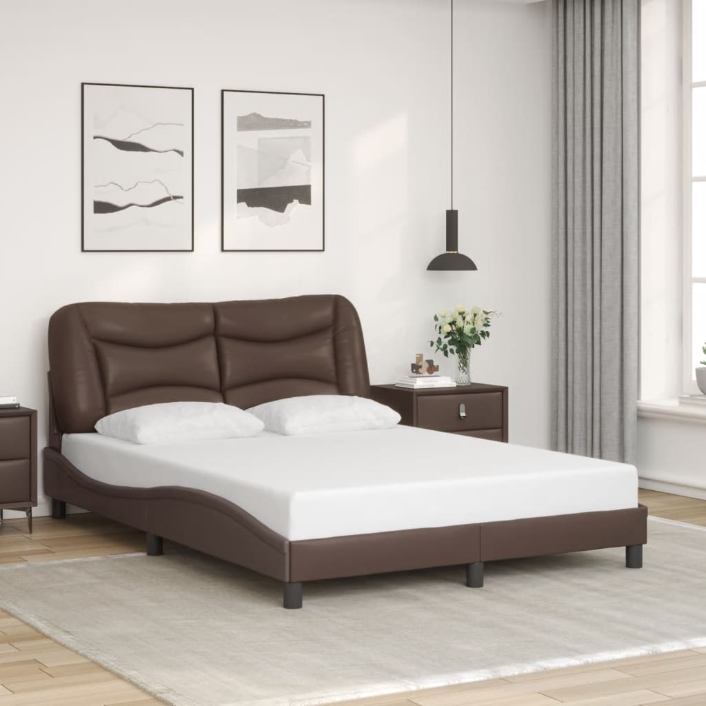 vidaXL Posteľný rám s čelom hnedý 140x200 cm umelá koža
