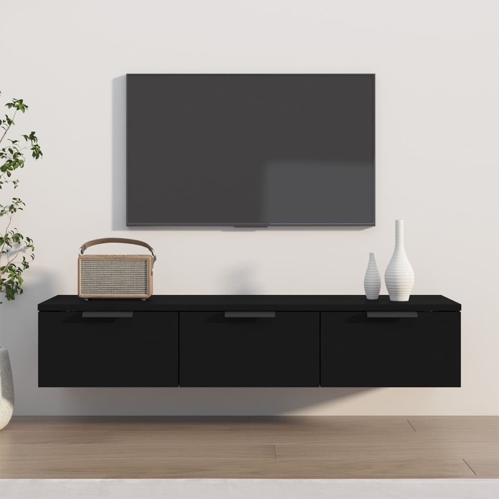 vidaXL Nástenná skrinka čierna 102x30x20 cm kompozitné drevo