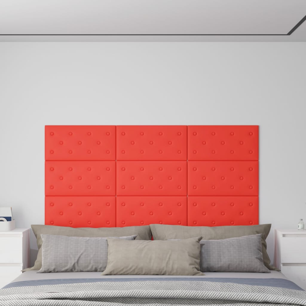 vidaXL Nástenné panely 12 ks červené 60x30 cm umelá koža 2,16 m²