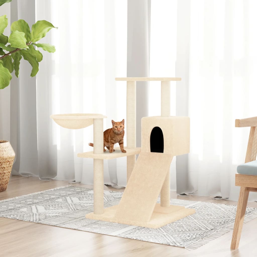 vidaXL Škrabadlo pre mačky so sisalovými stĺpikmi krémové 82 cm