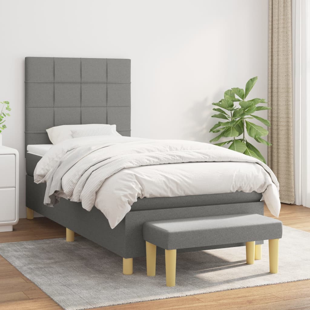 vidaXL Posteľný rám boxsping s matracom tmavosivý 80x200 cm látka