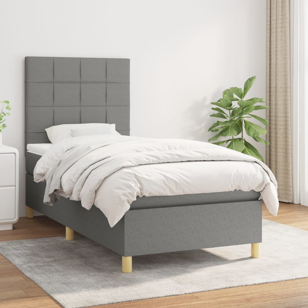 vidaXL Posteľný rám boxsping s matracom tmavosivý 80x200 cm látka