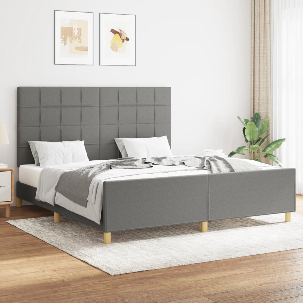vidaXL Posteľ bez matraca tmavosivá 160x200 cm látka