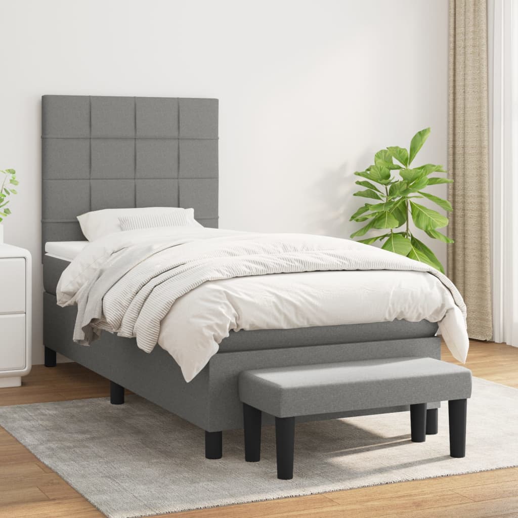 vidaXL Posteľný rám boxsping s matracom tmavosivý 80x200 cm látka