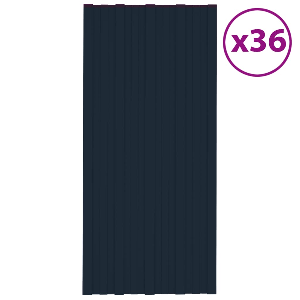 vidaXL Strešné panely 36 ks pozinkovaná oceľ antracitové 100x45 cm