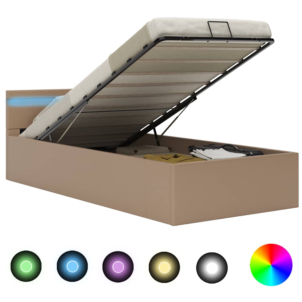 vidaXL Hydraulický posteľný rám+úložný priestor, LED, 90x200 cm