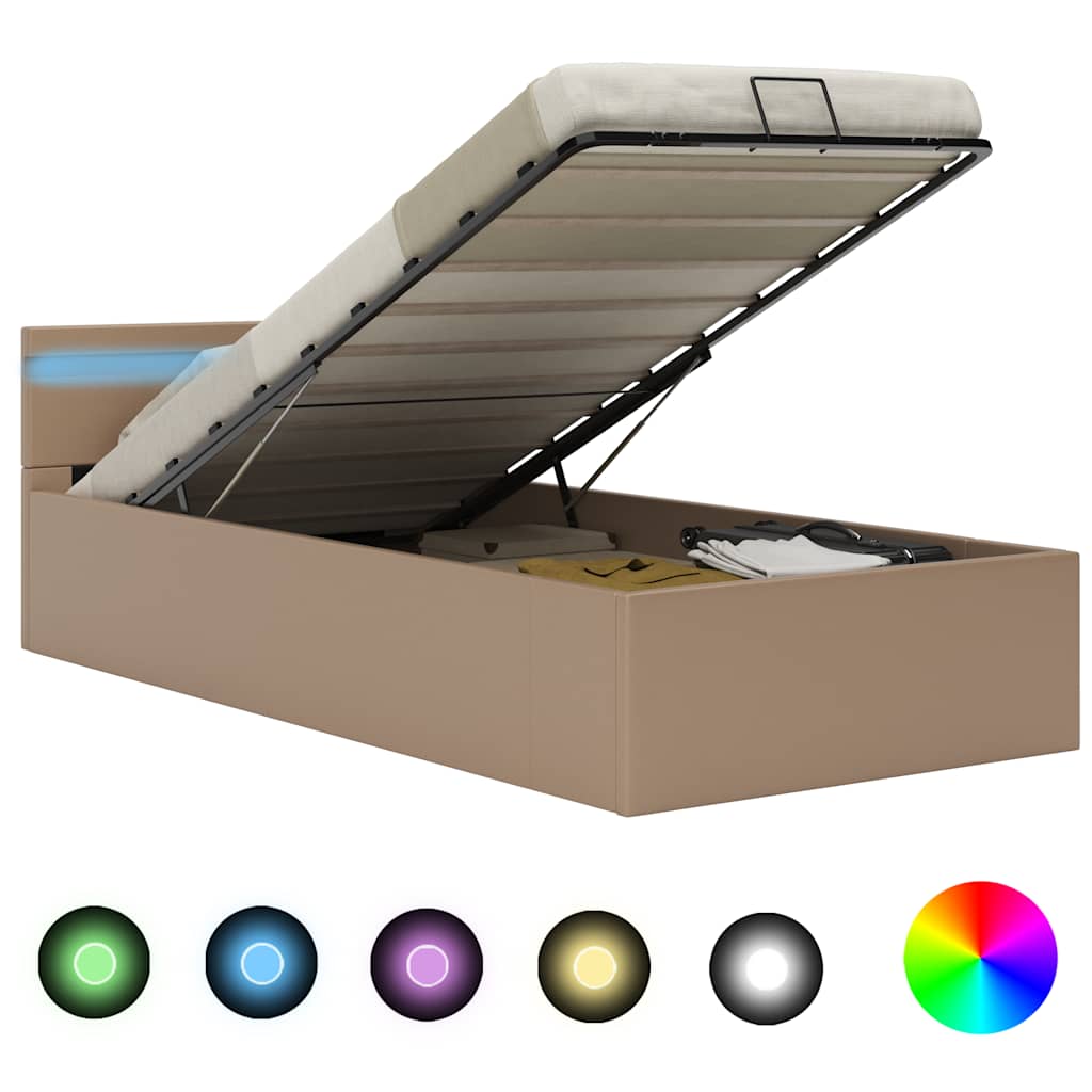vidaXL Hydraulický posteľný rám+úložný priestor, LED, 100x200 cm