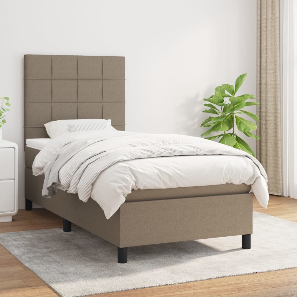 vidaXL Posteľný rám boxspring s matracom sivohnedý 90x190 cm látka