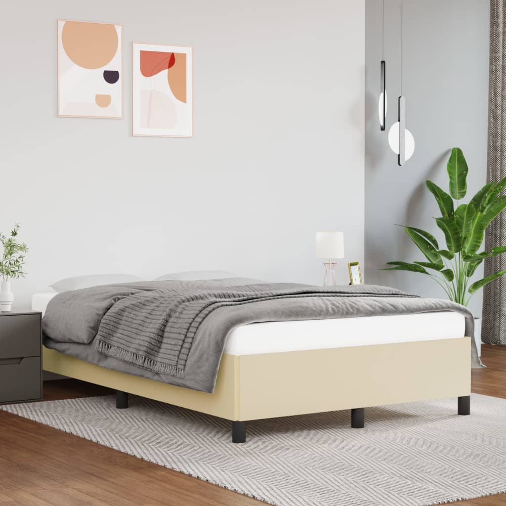 vidaXL Posteľný rám krémový 120x200 cm umelá koža