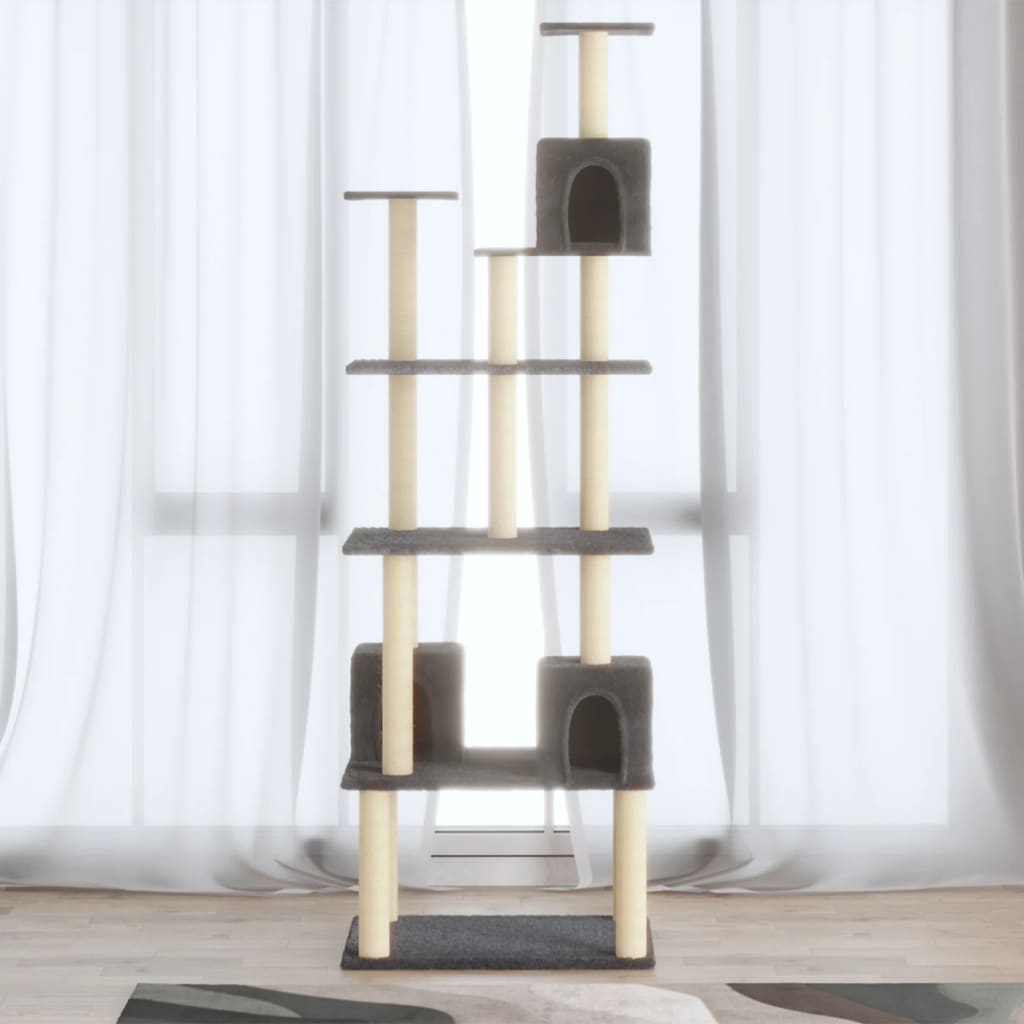 vidaXL Škrabadlo pre mačky so sisalovými stĺpikmi tmavosivé 188 cm
