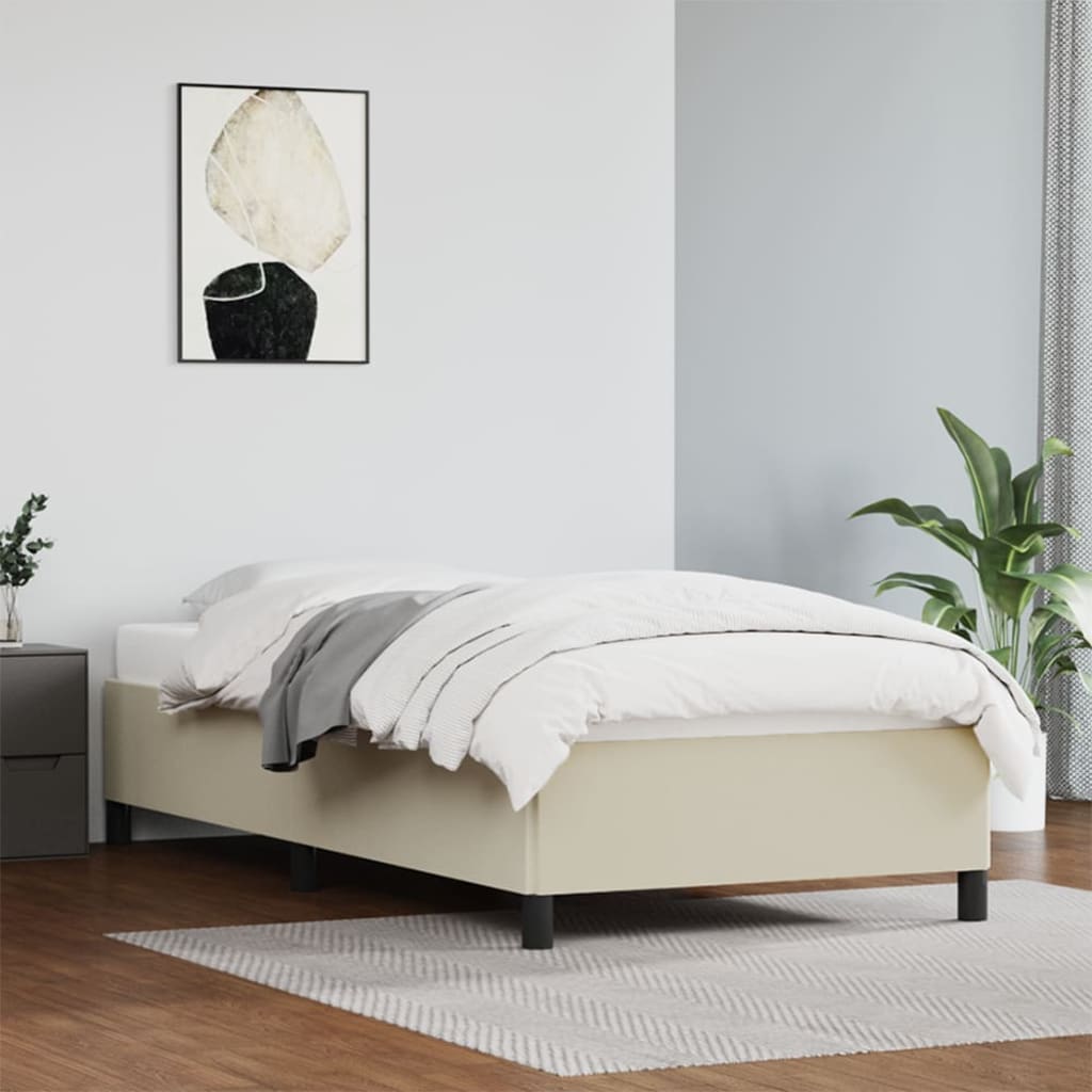 vidaXL Posteľný rám krémový 90x200 cm umelá koža