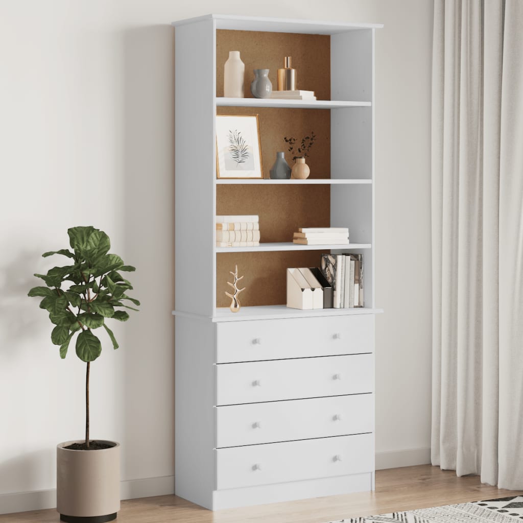 vidaXL TV skrinka so zásuvkami ALTA biela 77x35x186,5 borovicový masív