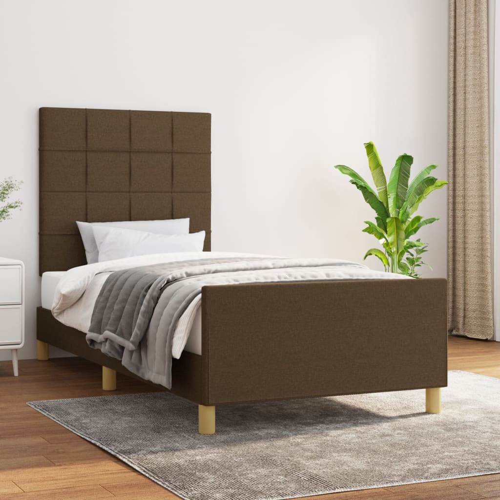 vidaXL Posteľ bez matraca tmavohnedá 100x200 cm látka