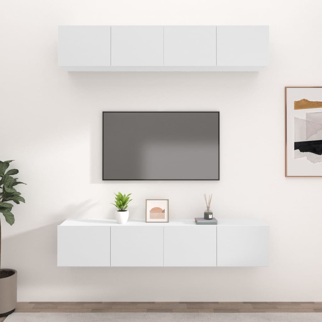 vidaXL TV skrinky 4 ks biele 80x30x30 cm spracované drevo
