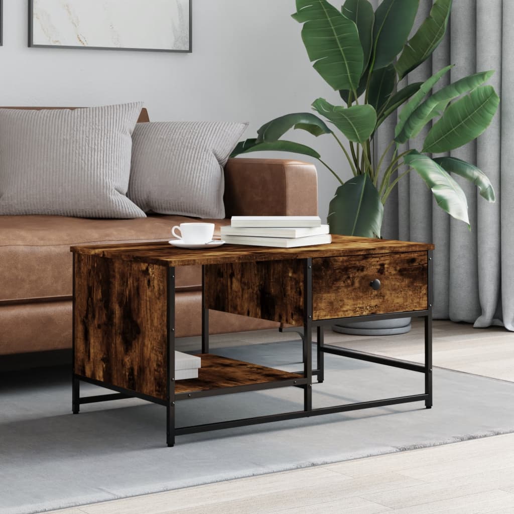 vidaXL Konferenčný stolík dymový dub 80x80x40 cm kompozitné drevo