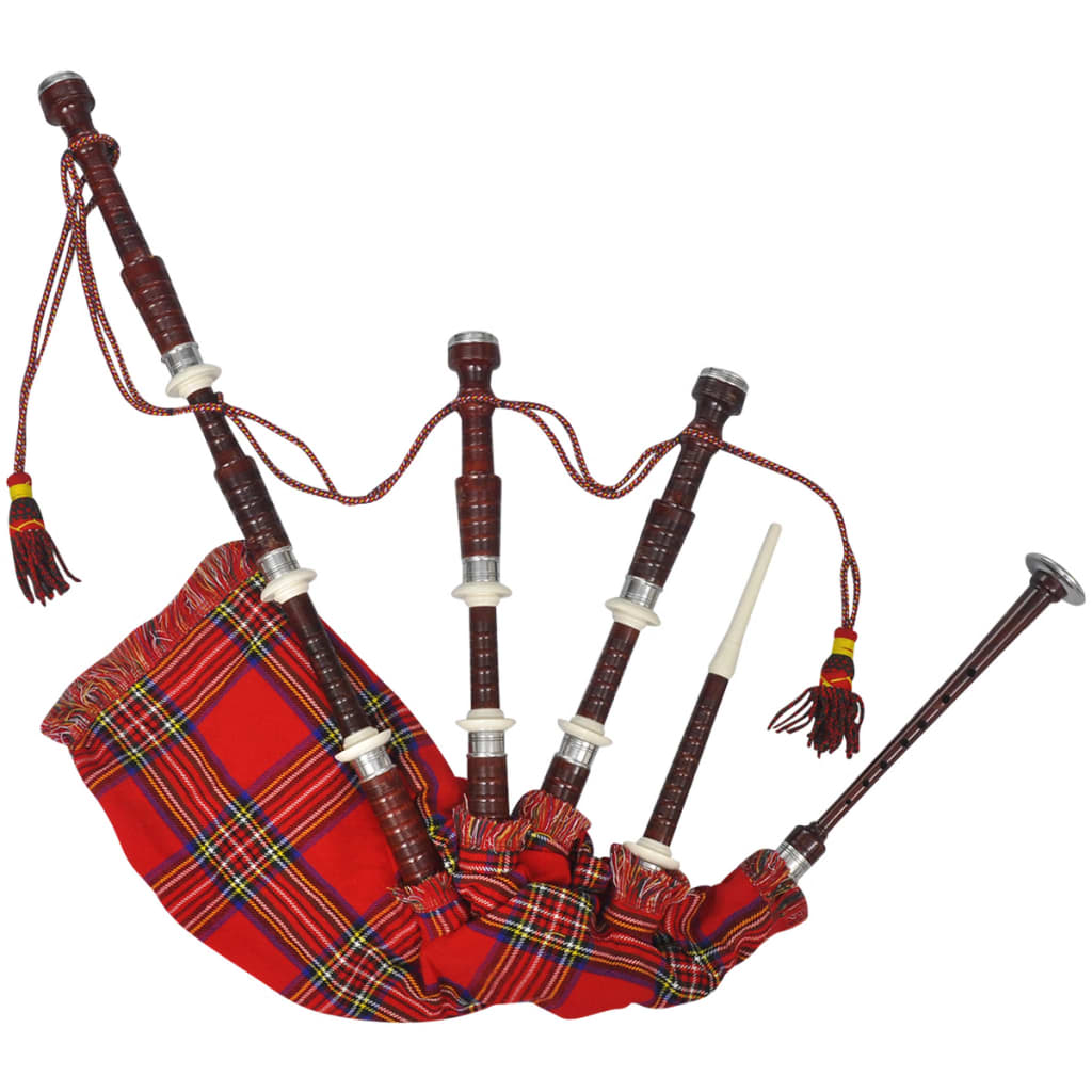 vidaXL Škótske gajdy goralské, červený tartan Royal Stewart