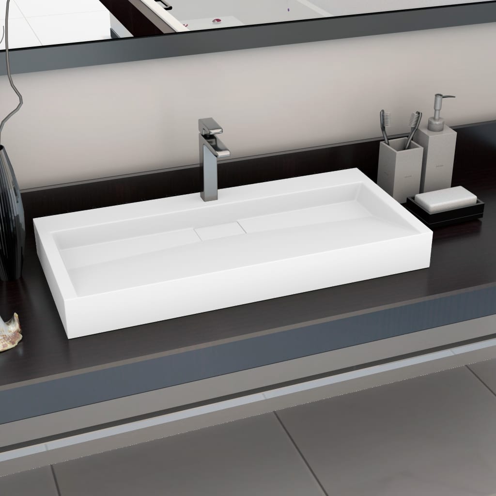 vidaXL Umývadlo z minerálneho/mramoroveho odliatku 100x46x11 cm biele