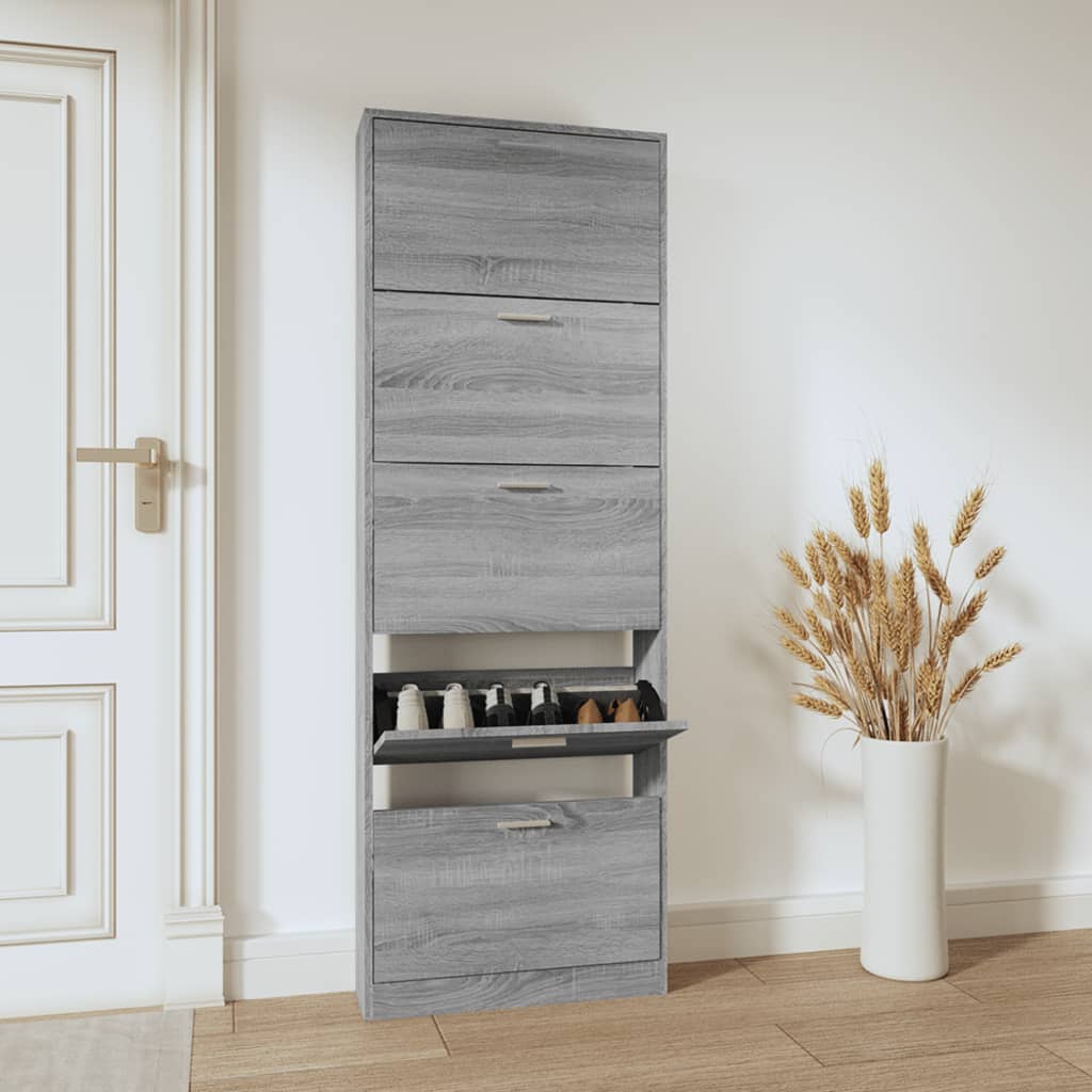 vidaXL Botník Sivý dub sonoma 59x17x169 cm spracované drevo